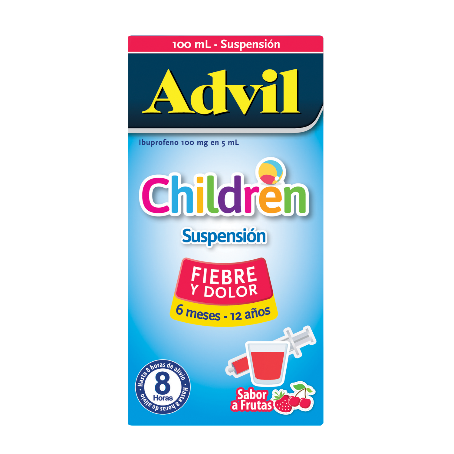 7702132009748 Advil Children Alivio De La Fiebre Y El Dolor Ibuprofeno Suspensión 100 Ml - Image 1